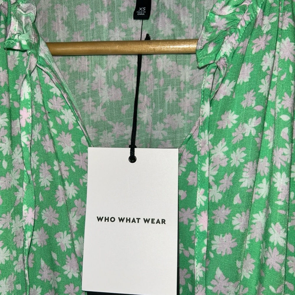 Who What Wear Light Green Floral Midi Dress - Picture 4 of 8